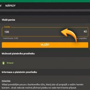 chance registrace - provedeni vkladu