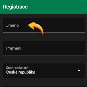chance registrace - vyplnte udaje