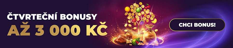 Grandwin Casino čvrteční bonus 3000 kč ve fs