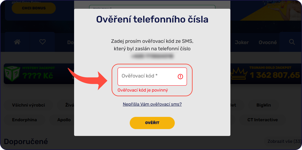 Forbes Casino registrace - ověřen&iacute; telefonn&iacute;ho č&iacute;sla